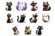 Halloween Black Cats Clipart Bundle, an Animal Illustration by InkyQueenArt (Thumbnail 4 of 5)