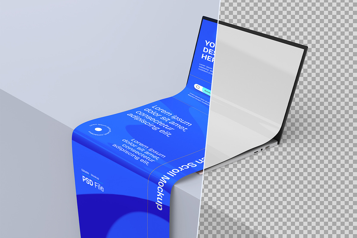 Laptop Long Scroll Mockup Layout