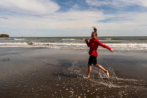 Girl playfully running