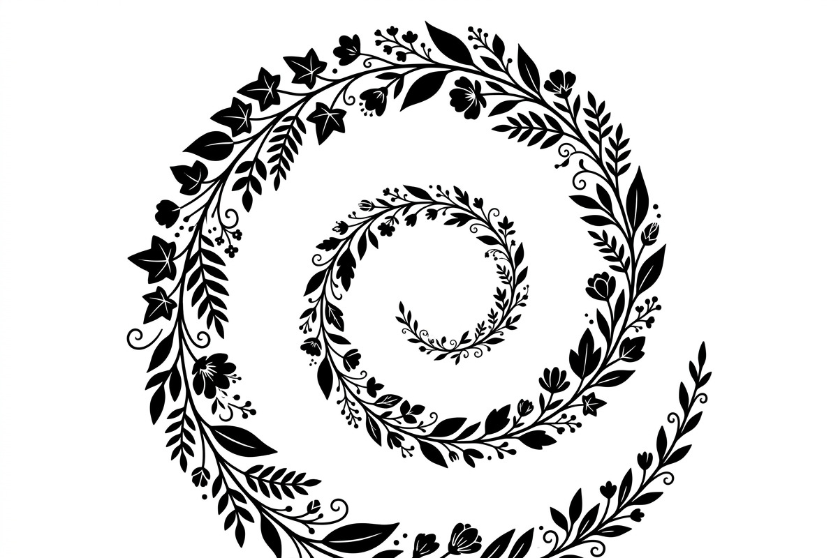50 Elegant Floral Leaf Spiral Frame, a Decorative Illustration by Amazin_art (Photo 20 of 39)