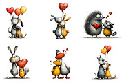 Valentine's Day Animal Couple Clipar, an Illustration by CreationArt (Thumbnail 3 of 5)