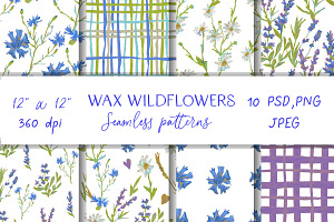 Hand Drawn Crayon Wildflowers
