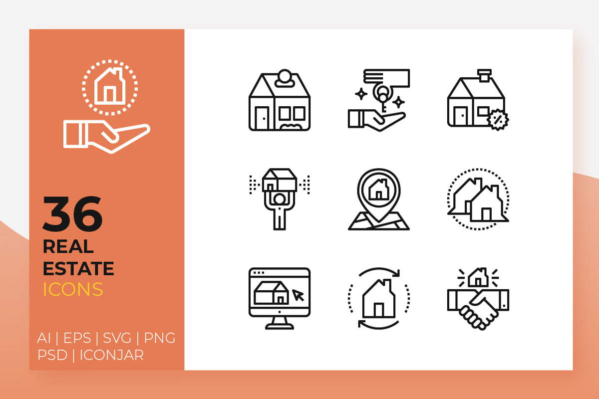 Real Estate Icons, an Outline Icon by Becris (Photo 1 of 3)