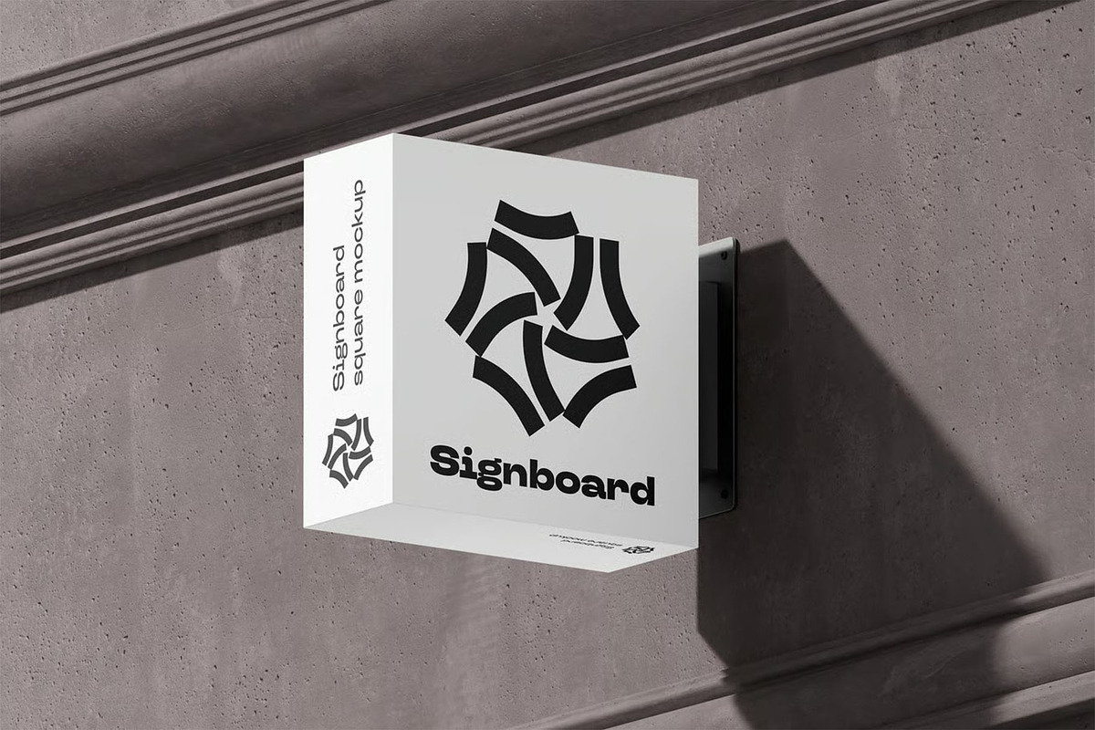 Signboard Square Mock-up, an Advertising Mockup by zippypixelstudio (Photo 2 of 15)