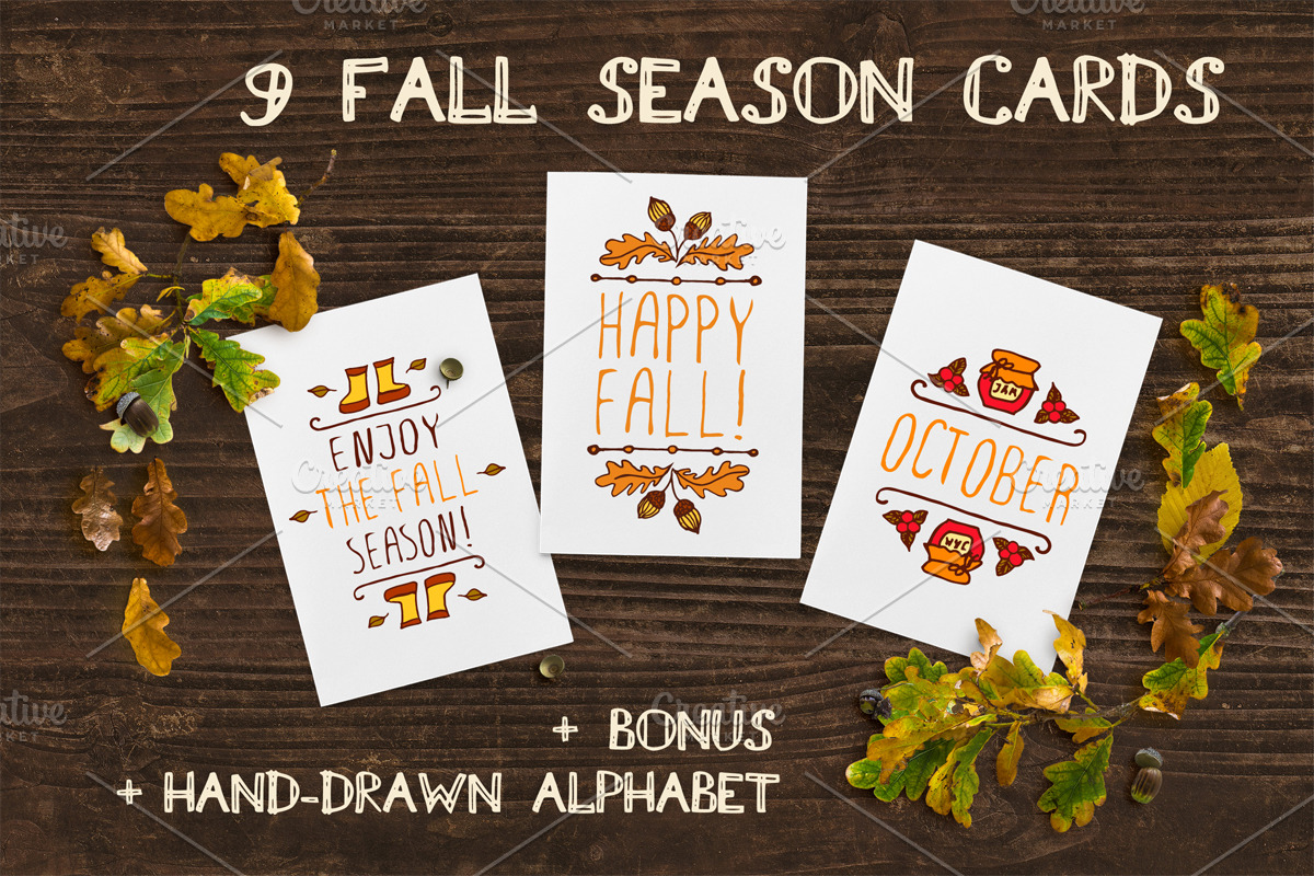 Hand-sketched fall season cards, an Illustration by AV Design (Photo 1 of 6)