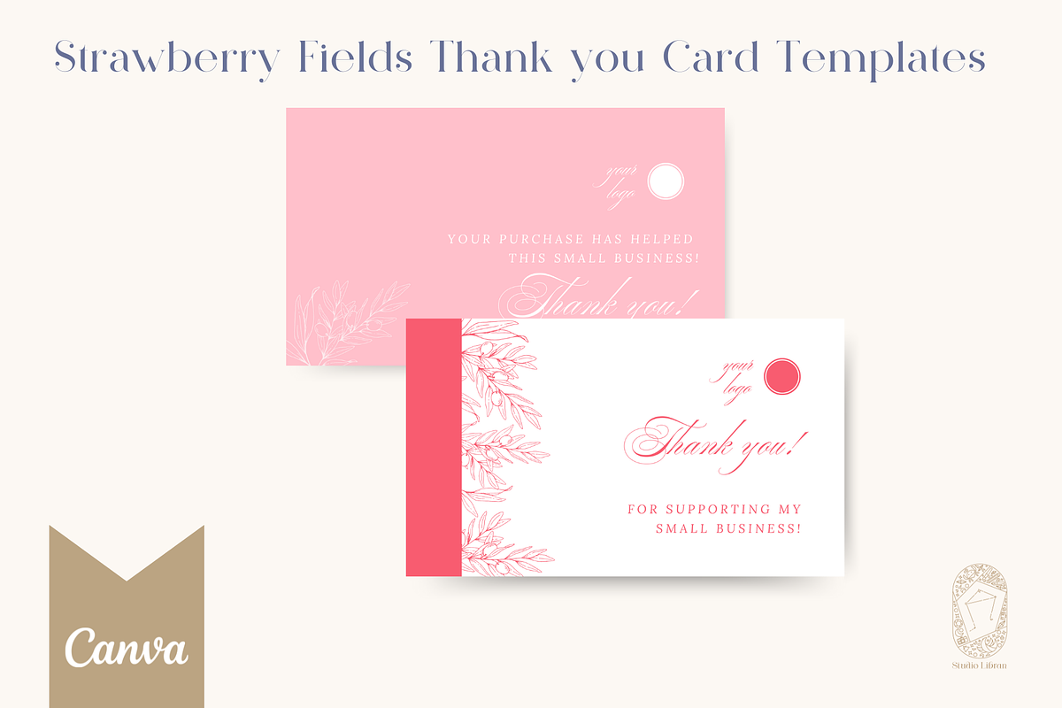 Strawberry Fields Thank You Cards, a Card Template by the Studio Libran (Photo 1 of 2)