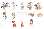 DRAGONS AND KNIGHTS. Watercolor, an Illustration by OlliArtDesign (Thumbnail 2 of 9)