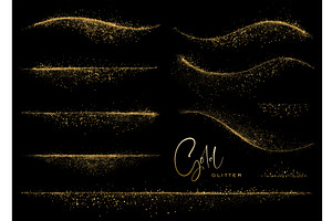 Set Of Abstract Shiny Gold Glitter