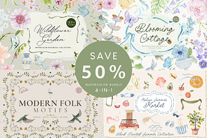 Watercolor Botanical Mega Bundle, a Decorative Illustration by Karma