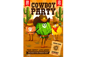 Western Party Flyer, Fruit Cowboys