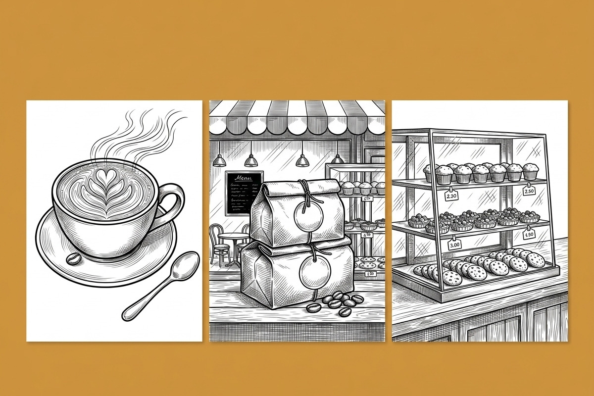 Coffee Lover Coloring Printable PDF, a Food Illustration by Image for Sale (Photo 2 of 3)