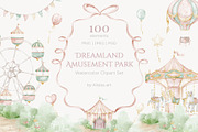 Amusement Park Watercolor Clipart, an Illustration by Alisles (Thumbnail 1 of 11)