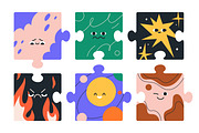 Funny puzzle characters with faces, an Object Illustration by Good Studio (Thumbnail 2 of 5)
