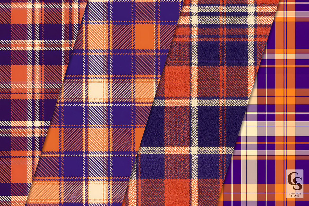 Purple Orange Plaid Seamless Pattern, a Pattern Graphic by Creative Store (Photo 2 of 5)