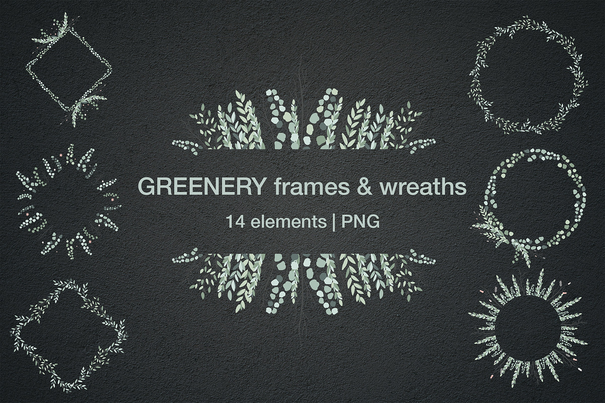 Greenery eucalyptus frames & wreaths, an Object Graphic by MariiaVD (Photo 1 of 9)