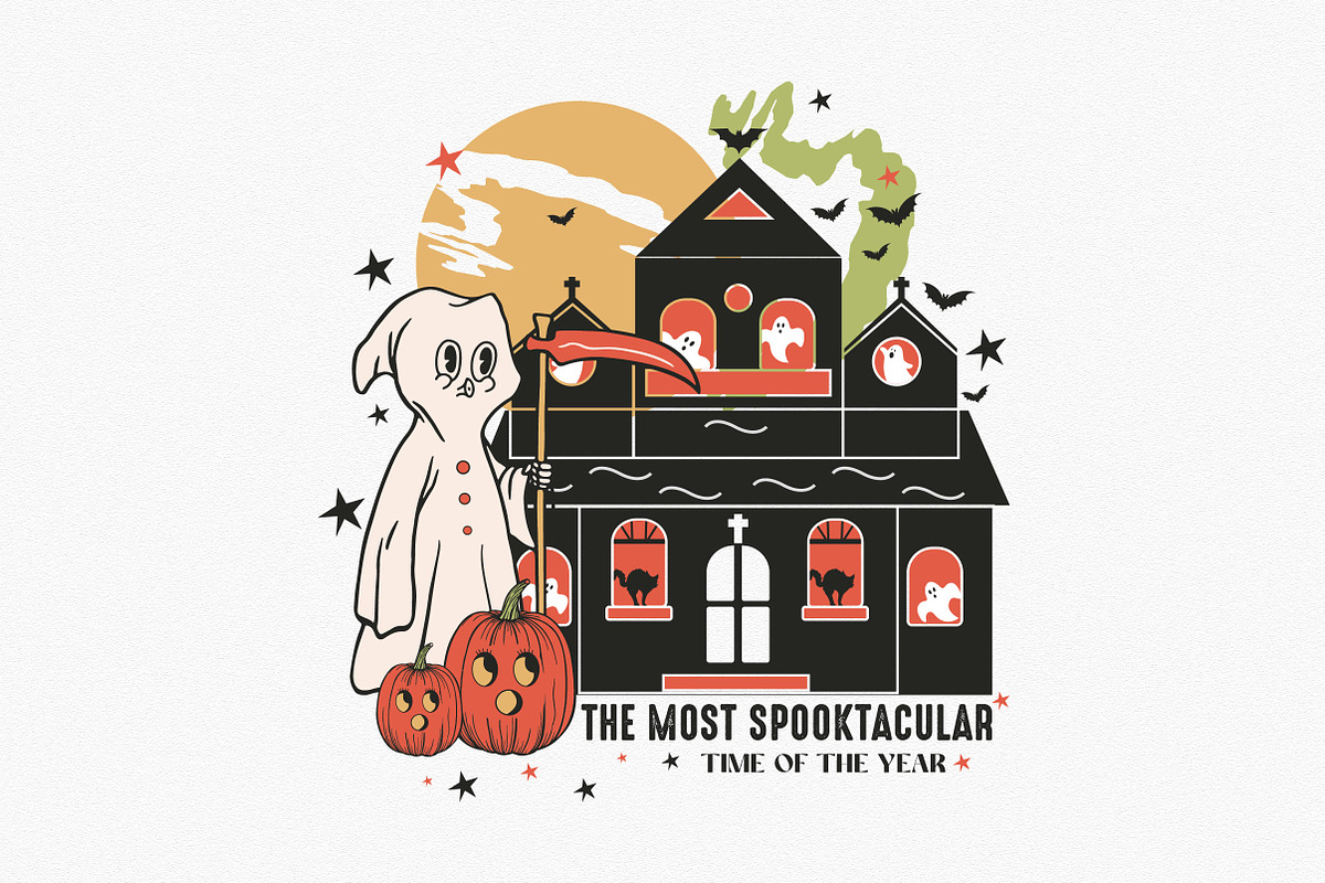 Vintage Halloween Sublimation Bundle, a Work Illustration by CreationArt (Photo 7 of 12)