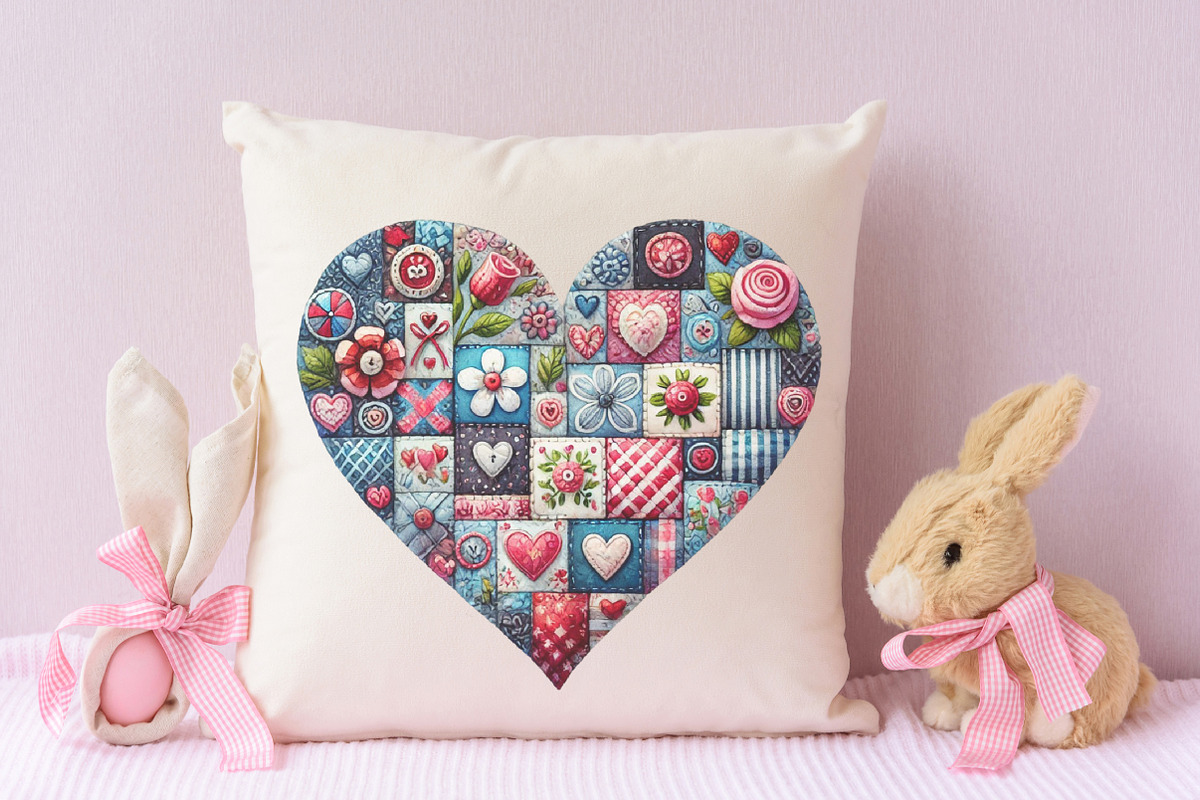 Patchwork heart valentine day Png, an Illustration by RobertsArt (Photo 5 of 7)