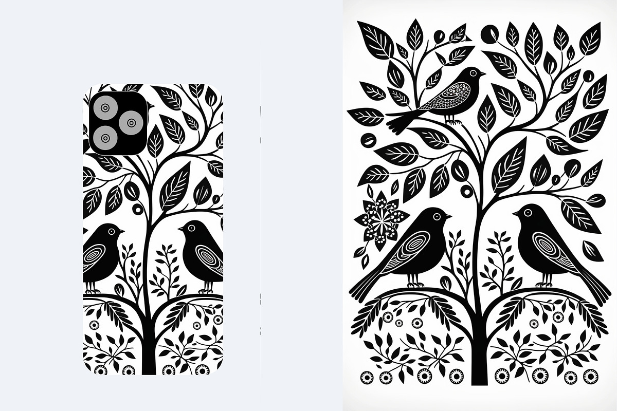 15 folk black bird wall art print, a Decorative Illustration by ARTOZEN DIGITAL (Photo 7 of 12)