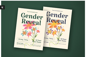 Floral Gender Reveal Invitation, a Card Template by Neermana