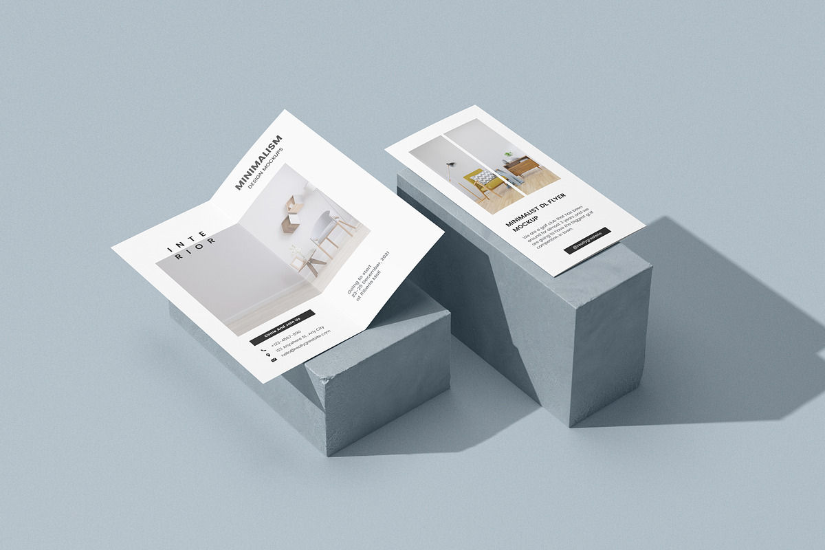 Bifold DL flyer mockup on a stone, a Print Template by simuradi (Photo 6 of 10)