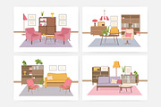 Retro interior, living room, a Decorative Illustration by Good Studio (Thumbnail 1 of 12)