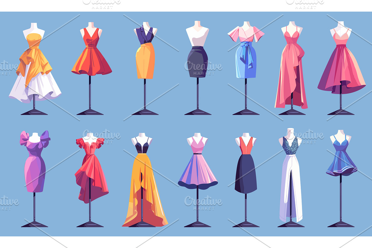 Set of cartoon mannequins with, an Object Illustration by LadadikArt