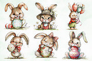 Watercolor Easter Cute Rabbit Bundle, an Illustration by Creative Art (Thumbnail 2 of 8)