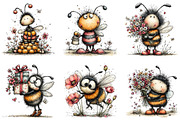 Whimsical Quirky Spring Bee Clipart, an Illustration by CraftArtStudio (Thumbnail 4 of 6)
