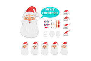 Merry Christmas Set Of Santa Claus Face Icons