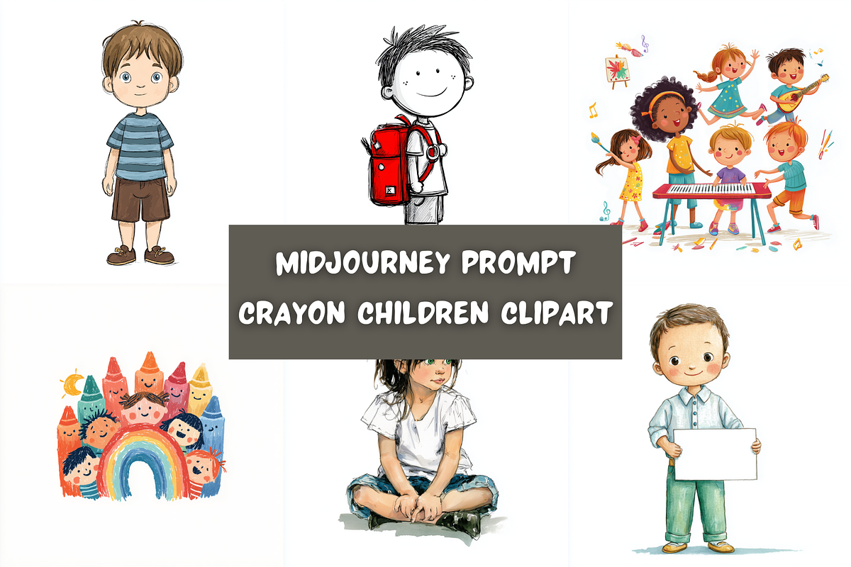 Prompt Crayon Children Clipart, a Decorative Illustration by Creative design (Photo 1 of 7)