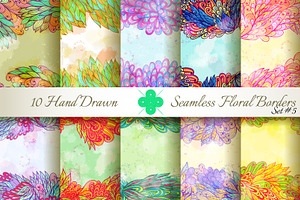 10 Floral Seamless Borders. Set#5