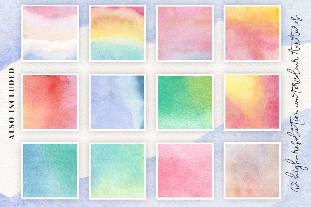Unika font and watercolor texture pack preview 7