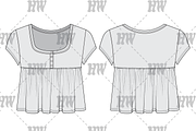 Baby Doll Henley Fashion Flat, a Shirt Mockup by haydenwentworth (Thumbnail 1 of 3)