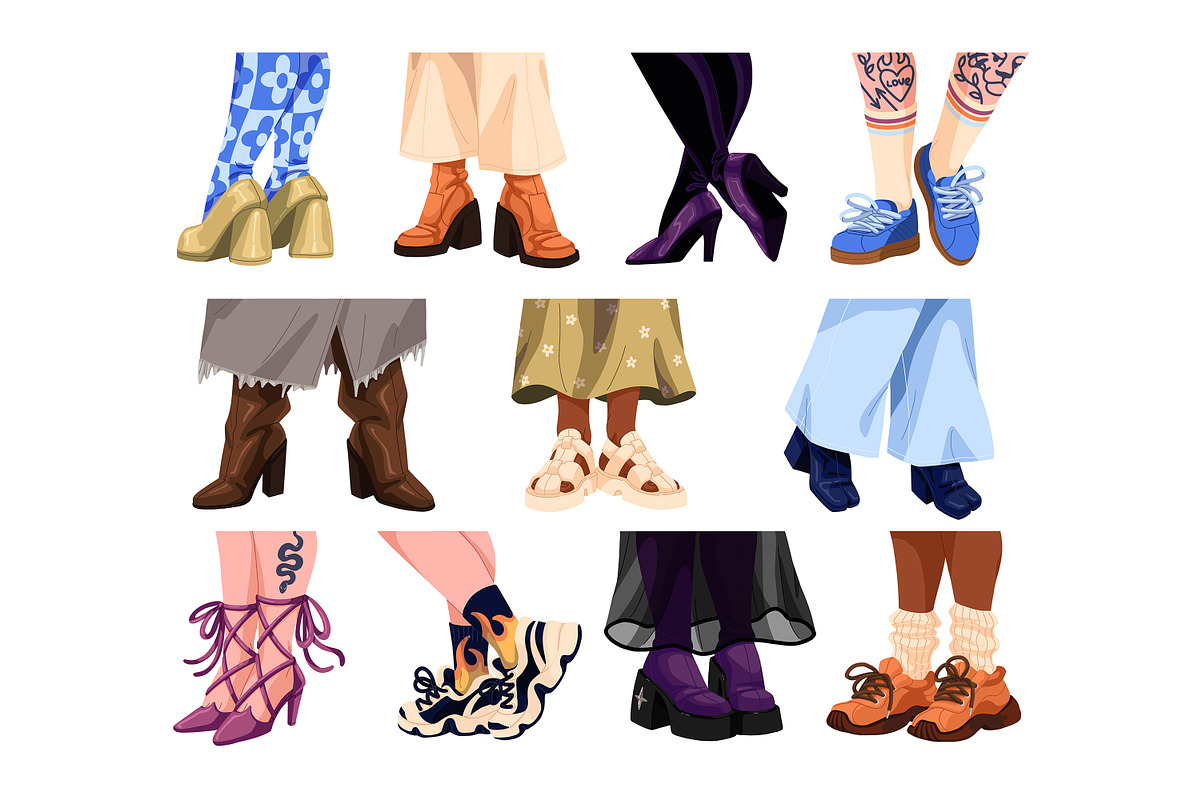 Women's legs in shoes set, a Person Illustration by PaperTrident (Photo 1 of 12)