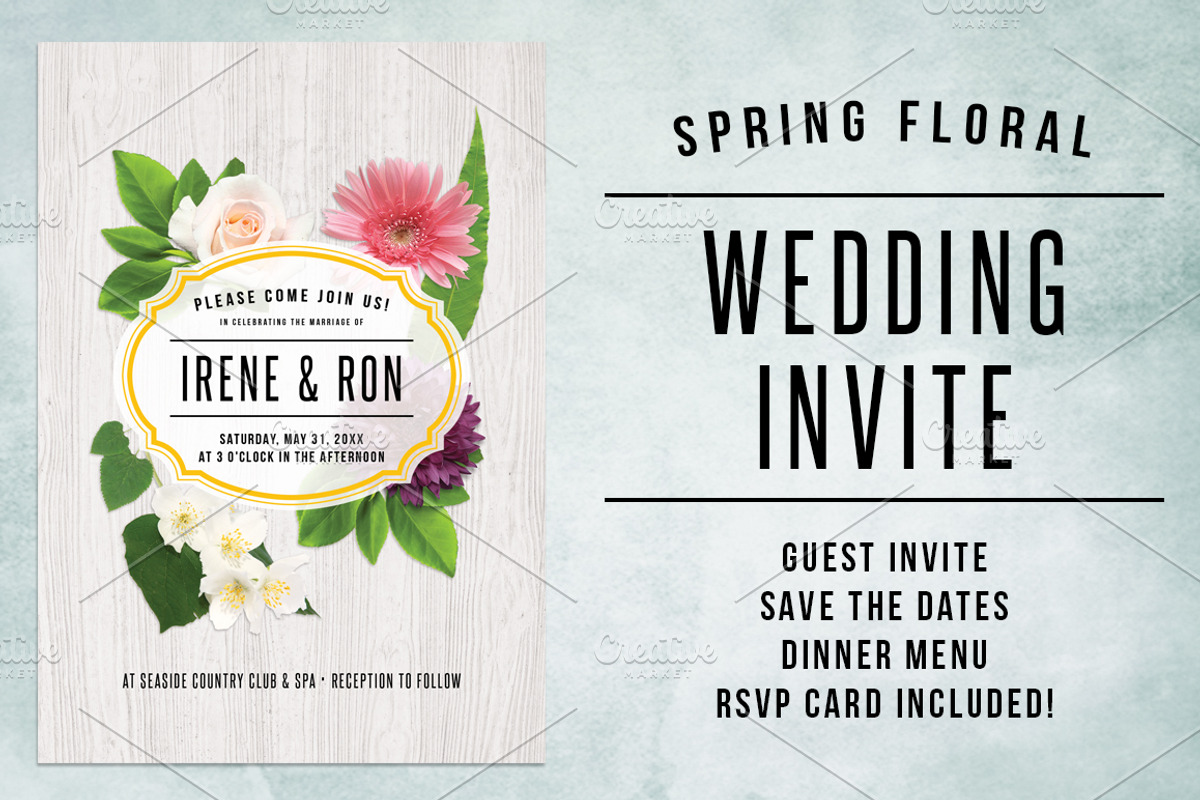 Spring Floral Wedding Invite Bundle, an Invitation Template by SkyvaraSupply (Photo 1 of 2)