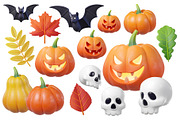 Cute 3D Halloween set, a Seasonal Illustration by Hannet (Thumbnail 1 of 10)