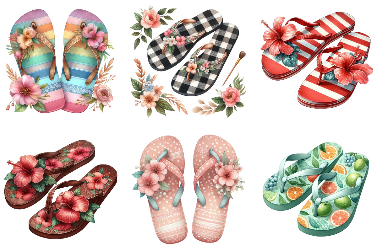 Retro Summer Flip Flops Sublimation, an Illustration by DreamArtGraphic (Photo 4 of 4)