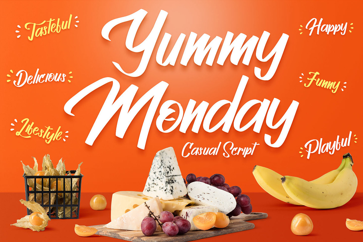 Yummy Monday - Casual Handwritten, a Sans Serif Font by Kotak Kuning Studio (Photo 1 of 6)