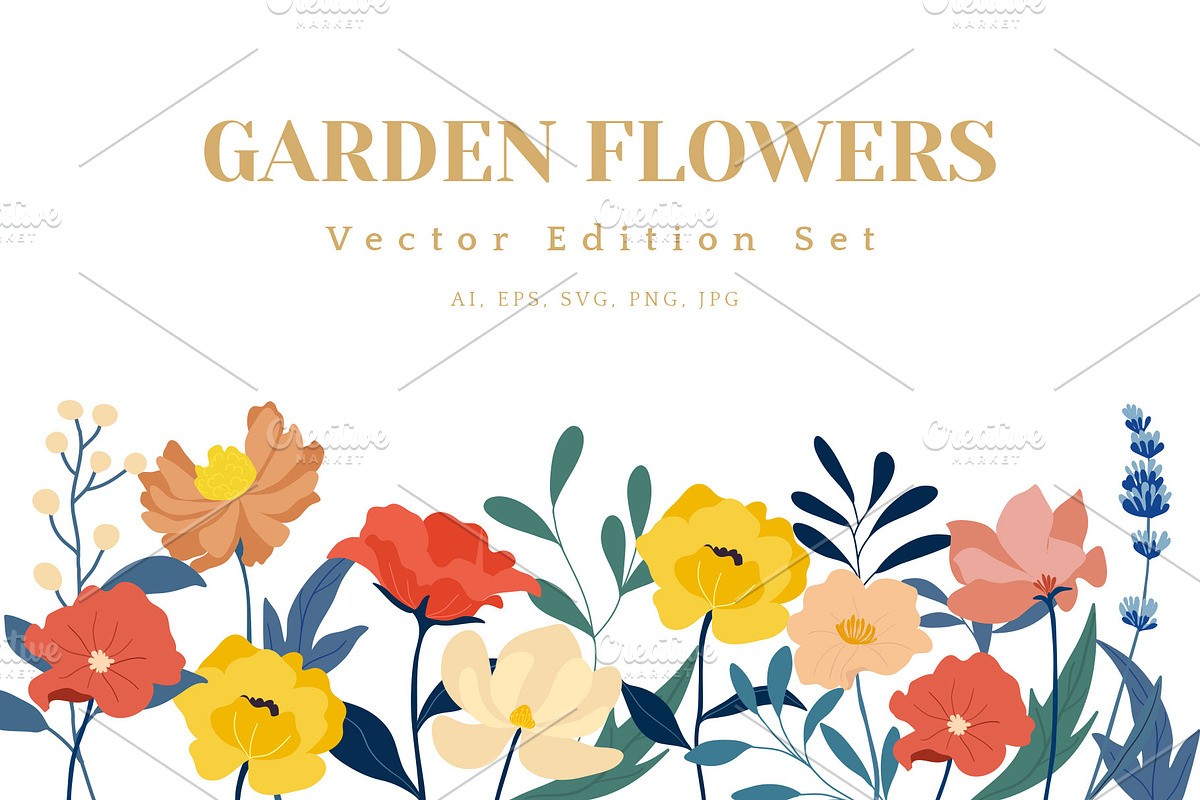 Garden flowers vector set, a Graphic by Vectorwins Premium Shop (Photo 1 of 2)