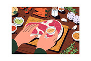 Hands cooking food, top view set, a Food Illustration by PaperTrident (Thumbnail 5 of 8)