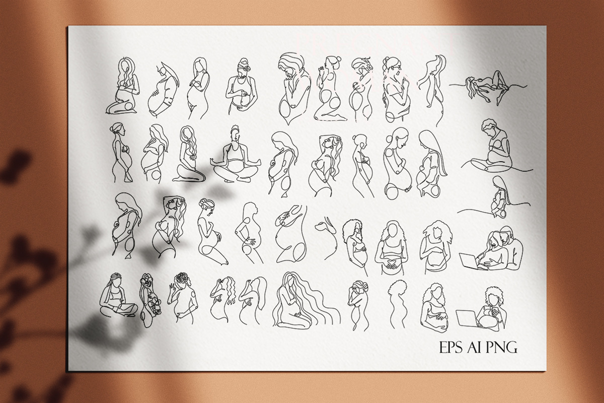 Pregnant woman line art, a Healthcare Illustration by velychko.ua (Photo 4 of 11)