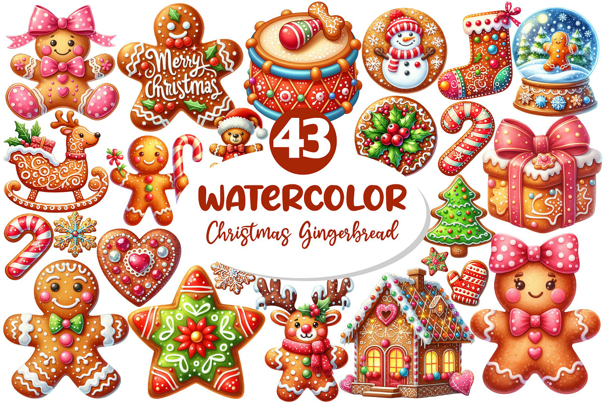 Christmas Gingerbread Clipart, an Illustration by Dream Creation (Photo 1 of 7)