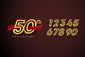 Golden Anniversary Logo & Red Ribbon