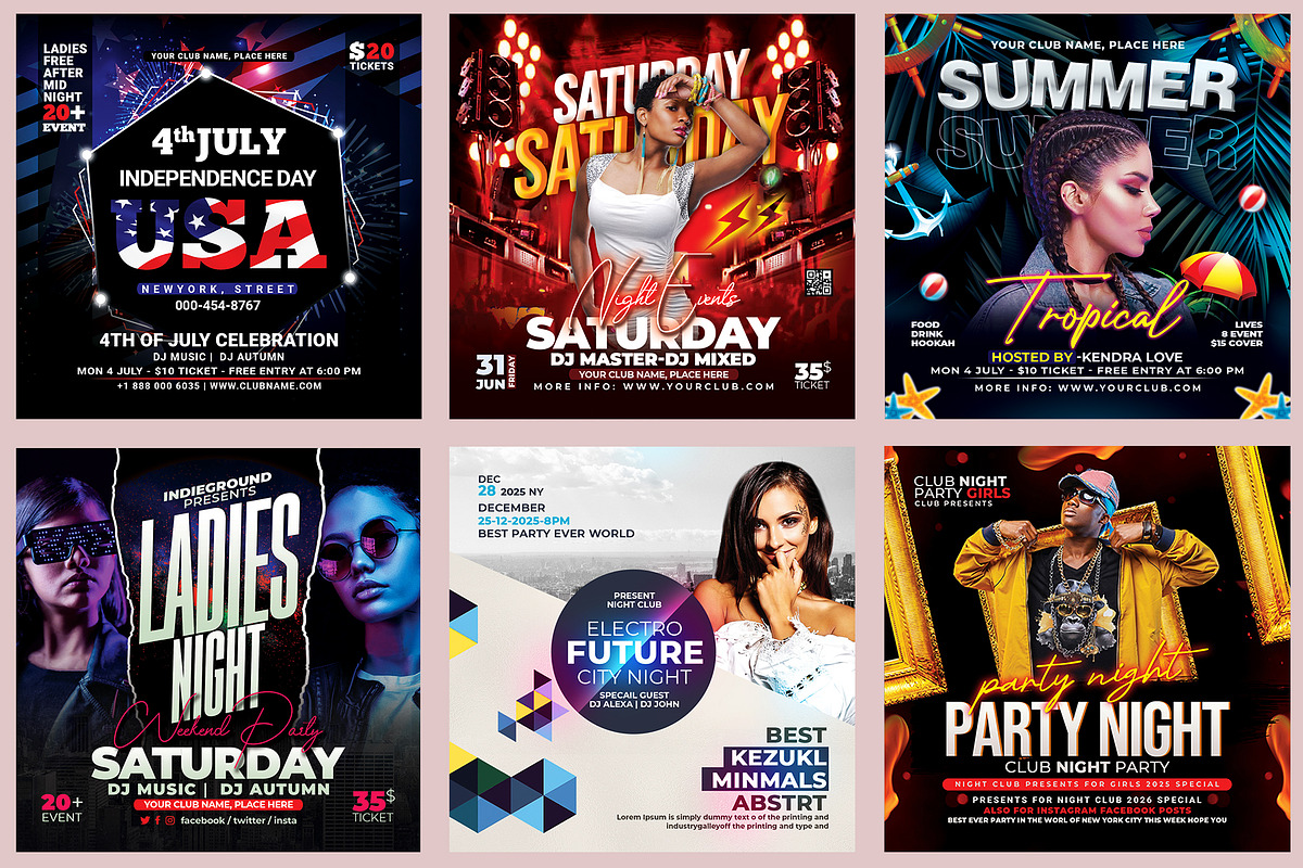 150 Night Club Flyer Bundle, a Flyer Template by AfzaalGraphics (Photo 21 of 27)