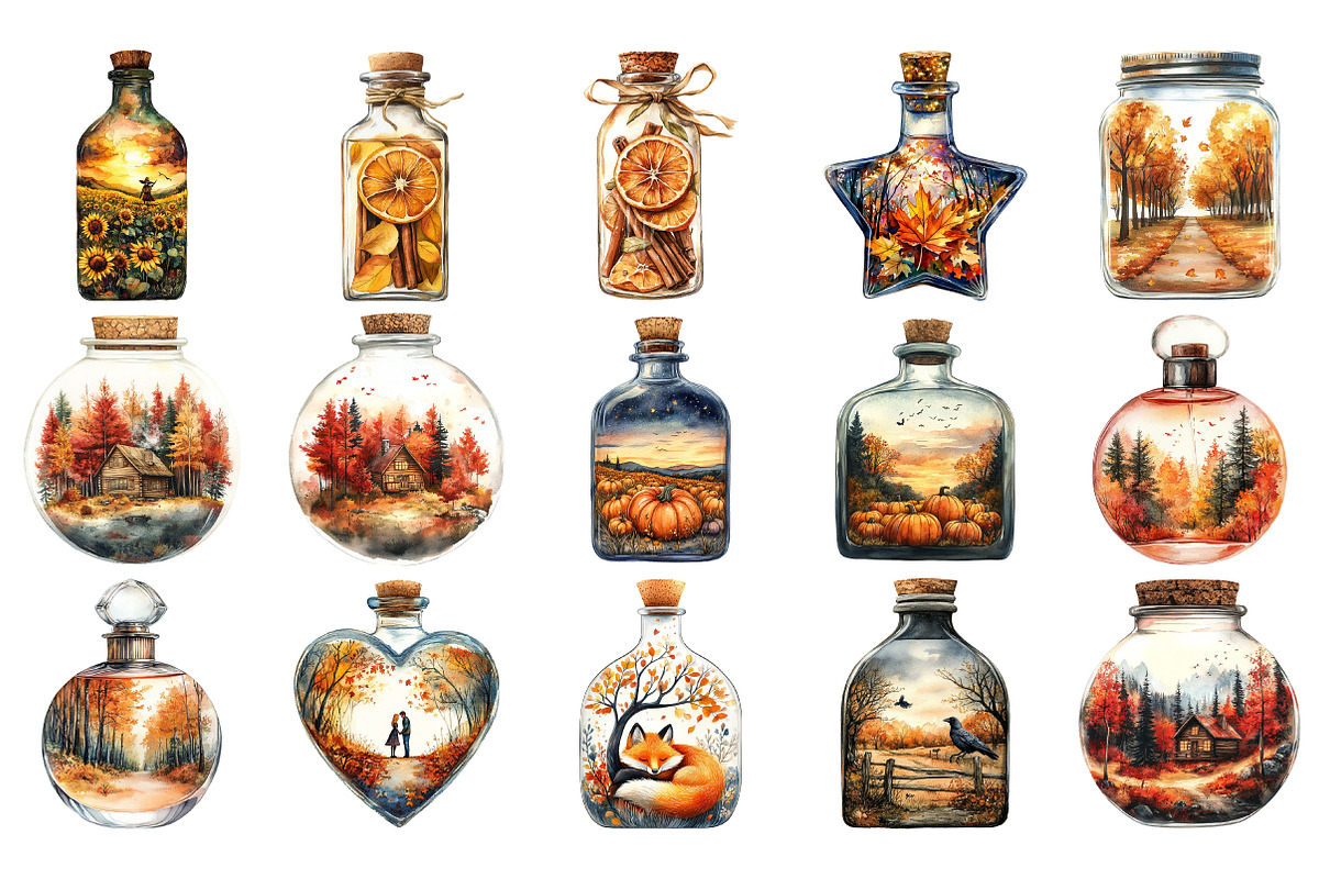 Autumn in a Bottle Clipart Set, an Illustration by Craft Nest (Photo 3 of 4)