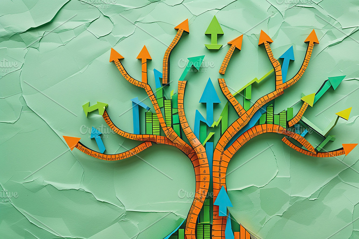 Showing tree on mint-green texture, an Illustration by wavebreak