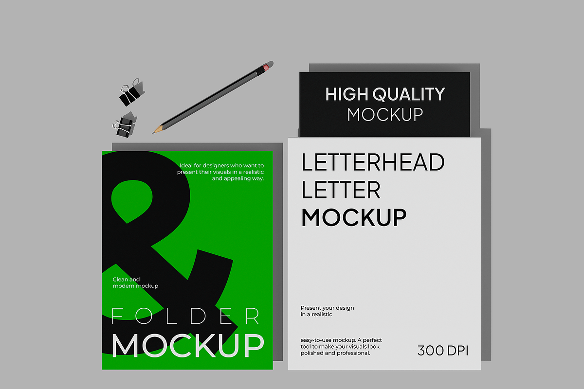 Letterhead Letter with Folder Mockup, a Product Mockup by Bartama Graphic (Photo 2 of 3)