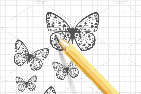 Butterfly Sketch And Pencil