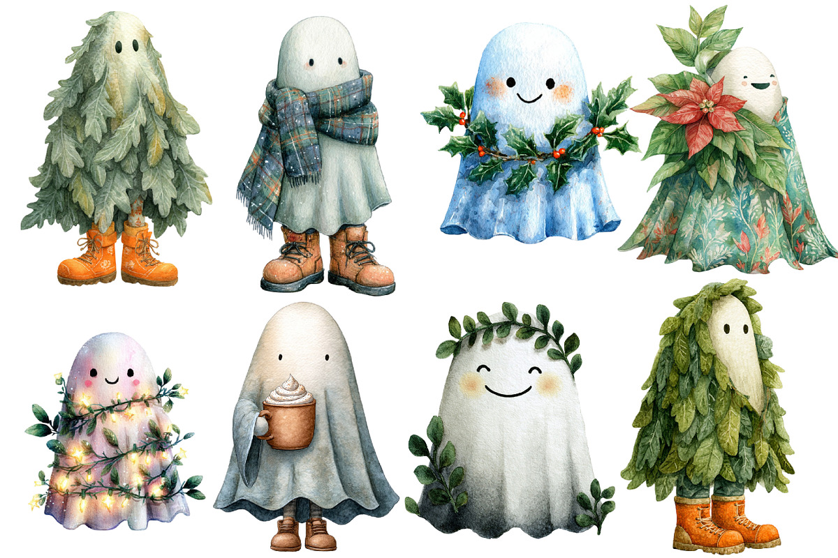 Whimsical Christmas Ghost Clipart, an Illustration by Designworld (Photo 3 of 4)