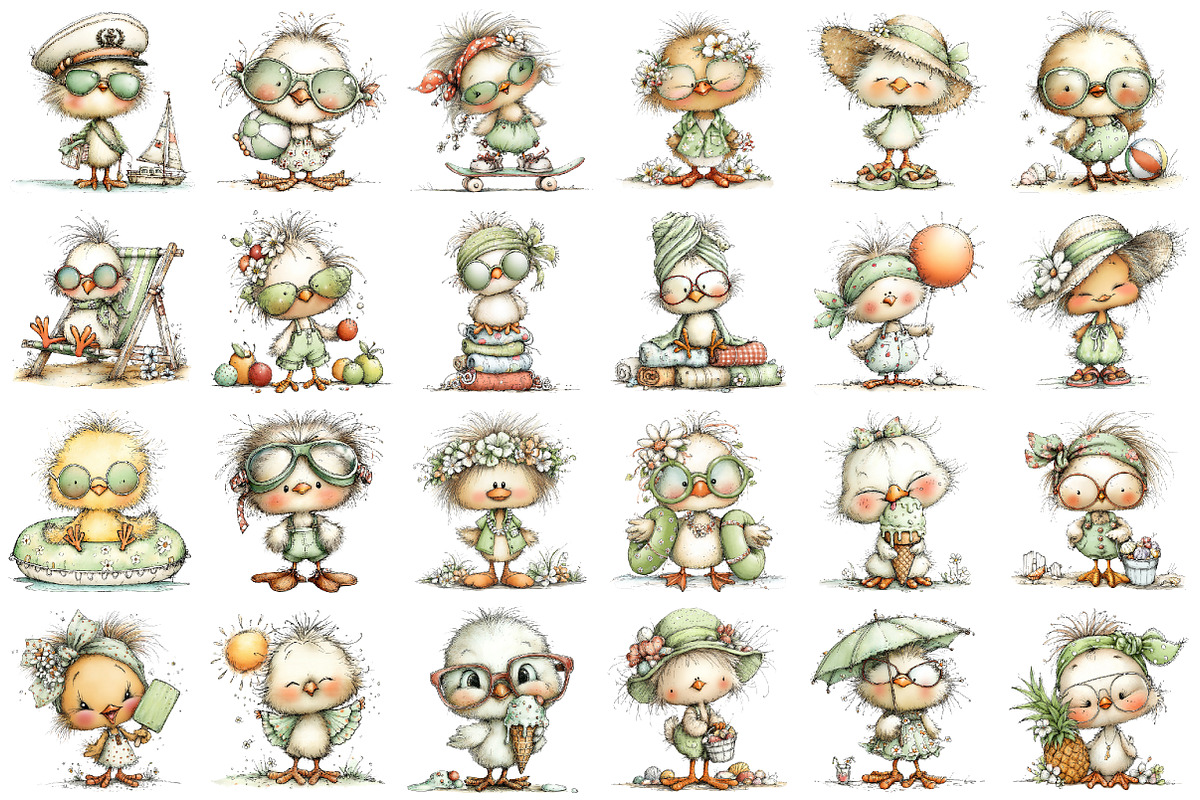 Summer Funny Chick Clipart, an Illustration by designcity5 (Photo 2 of 5)